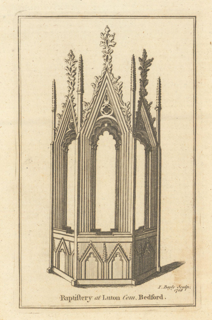 Baptistery of St. Mary's Church, Luton, Bedfordshire. Baptistry. Gent's Mag 1778